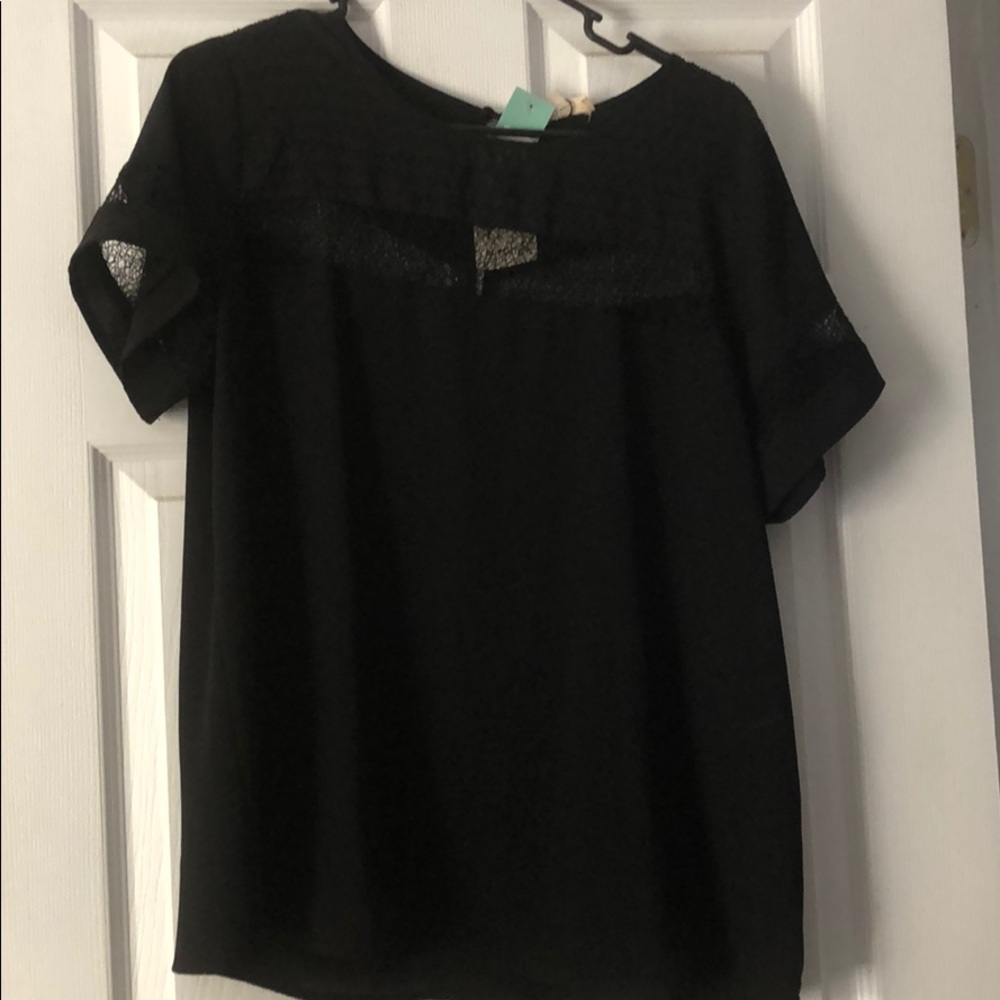 Black Tinsley Lace Detail Blouse